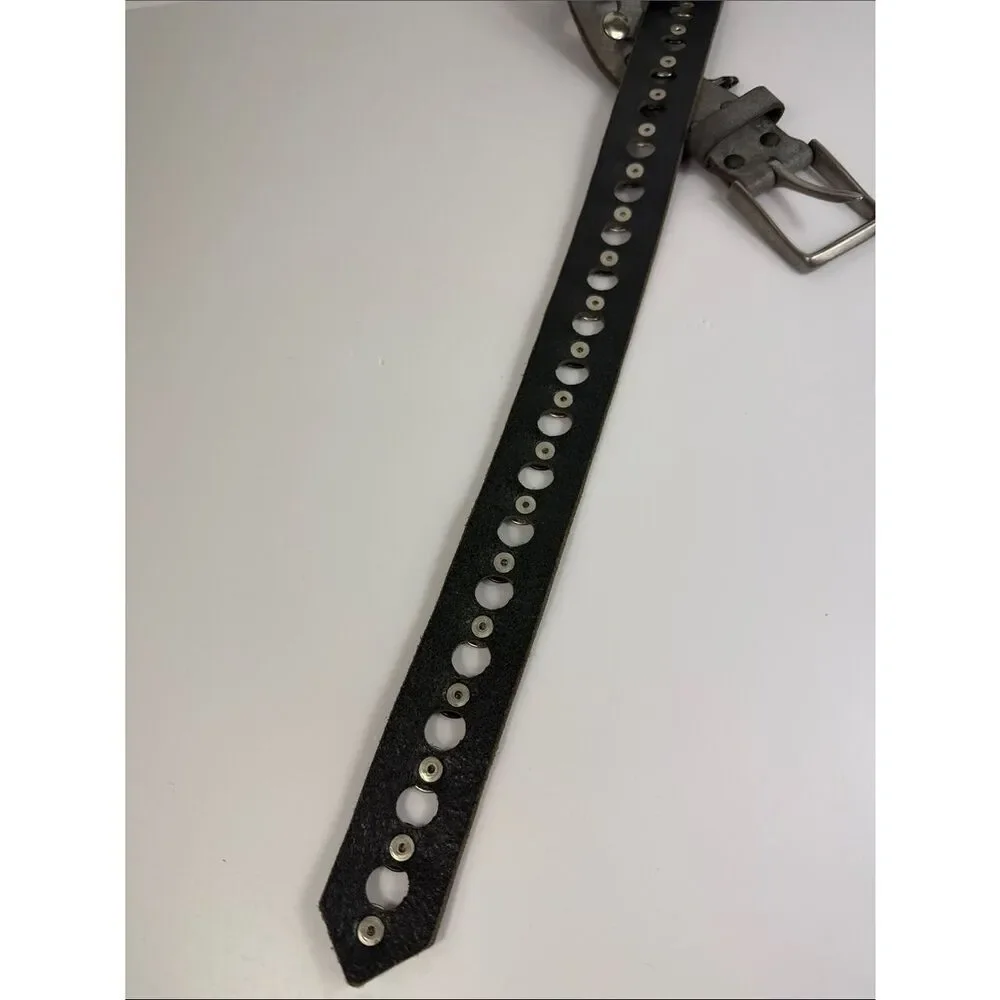 Brave Leather 1992 Gray Studded Cutout Belt Size 32 Made in Canada